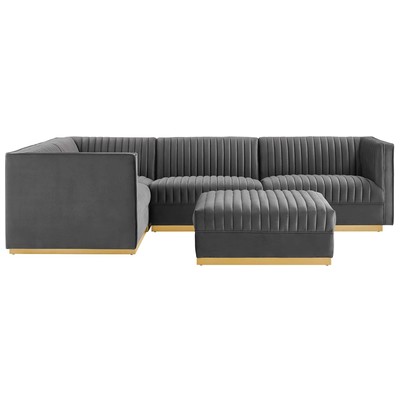 Sofas and Loveseat Modway Furniture Sanguine Gray EEI-5832-GRY 889654251644 Sofas and Armchairs Chaise LoungeLoveseat Love sea Velvet Contemporary Contemporary/Mode Sofa Set setTufted tufting 