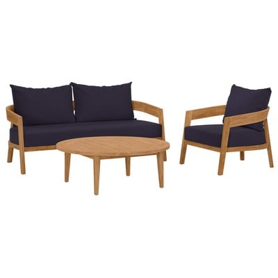 Outdoor Sofas and Sectionals Modway Furniture Brisbane Natural Navy EEI-5834-NAT-NAV 889654238522 Sofa Sectionals Blue navy teal turquiose indig Loveseat Sofa Natural Navy Sunproof Fabric 