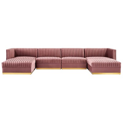 Sofas and Loveseat Modway Furniture Sanguine Dusty Rose EEI-5841-DUS 889654251934 Sofas and Armchairs Chaise LoungeLoveseat Love sea Velvet Contemporary Contemporary/Mode Sofa Set setTufted tufting 