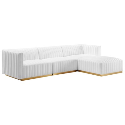 Sofas and Loveseat Modway Furniture Conjure Gold White EEI-5844-GLD-WHI 889654254812 Sofas and Armchairs Chaise LoungeLoveseat Love sea Velvet Contemporary Contemporary/Mode Sofa Set setTufted tufting 