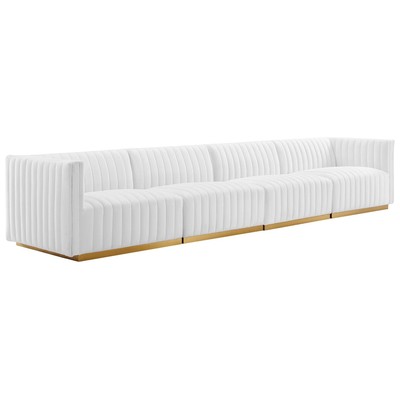 Sofas and Loveseat Modway Furniture Conjure Gold White EEI-5845-GLD-WHI 889654254867 Sofas and Armchairs Chaise LoungeLoveseat Love sea Velvet Contemporary Contemporary/Mode Sofa Set setTufted tufting 