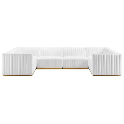 Sofas and Loveseat Modway Furniture Conjure Gold White EEI-5851-GLD-WHI 889654255161 Sofas and Armchairs Chaise LoungeLoveseat Love sea Velvet Contemporary Contemporary/Mode Sofa Set setTufted tufting 