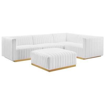 Sofas and Loveseat Modway Furniture Conjure Gold White EEI-5853-GLD-WHI 889654255260 Sofas and Armchairs Chaise LoungeLoveseat Love sea Velvet Contemporary Contemporary/Mode Sofa Set setTufted tufting 