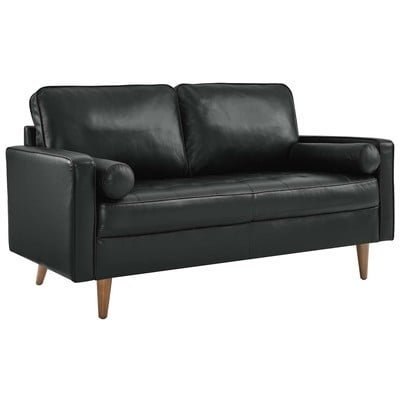 Sofas and Loveseat Modway Furniture Valour Black EEI-5870-BLK 889654925064 Sofas and Armchairs Loveseat Love seatSofa Leather Contemporary Contemporary/Mode Sofa Set setTufted tufting 