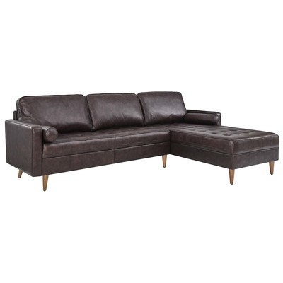 Sofas and Loveseat Modway Furniture Valour Brown EEI-5873-BRN 889654223054 Sofas and Armchairs Loveseat Love seatSectional So Leather Contemporary Contemporary/Mode Sofa Set setTufted tufting 