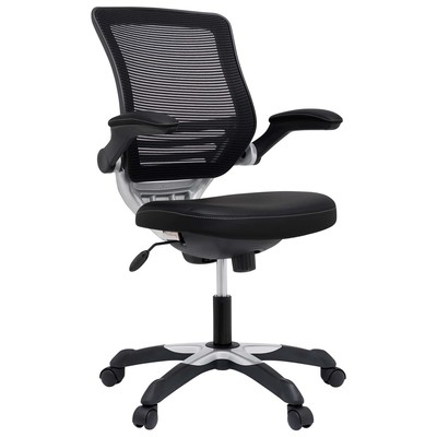 Office Chairs Modway Furniture Edge Black EEI-595-BLK 848387010331 Office Chairs Blackebony Black Leather Leatherette Complete Vanity Sets 