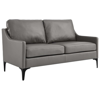 Sofas and Loveseat Modway Furniture Corland Gray EEI-6020-GRY 889654223382 Sofas and Armchairs Loveseat Love seatSofa Leather Contemporary Contemporary/Mode Sofa Set set 