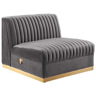 Sofas and Loveseat Modway Furniture Sanguine Gray EEI-6033-GRY 889654224853 Sofas and Armchairs Chaise LoungeLoveseat Love sea Velvet Contemporary Contemporary/Mode Sofa Set setTufted tufting 