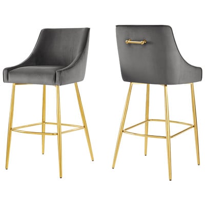Bar Chairs and Stools Modway Furniture Discern Gray EEI-6037-GRY 889654225362 Bar and Counter Stools Gold Gray Grey Bar Counter Velvet 