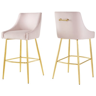 Modway Furniture Bar Chairs and Stools, Gold,Pink,Fuchsia,blush, Bar,Counter, Velvet, Bar and Counter Stools, 889654225393, EEI-6037-PNK