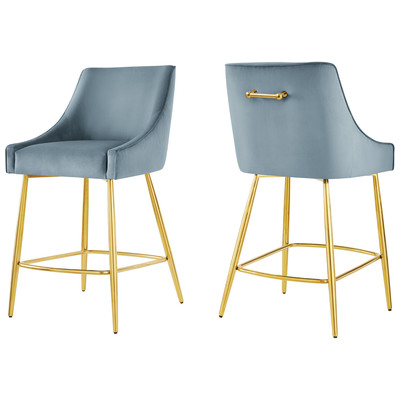 Bar Chairs and Stools Modway Furniture Discern Light Blue EEI-6038-LBU 889654225423 Bar and Counter Stools Blue navy teal turquiose indig Bar Counter Velvet 