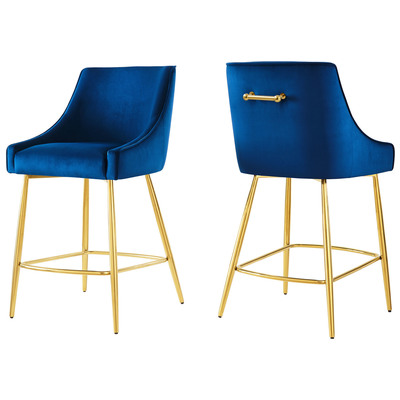 Bar Chairs and Stools Modway Furniture Discern Navy EEI-6038-NAV 889654225430 Bar and Counter Stools Blue navy teal turquiose indig Bar Counter Velvet 