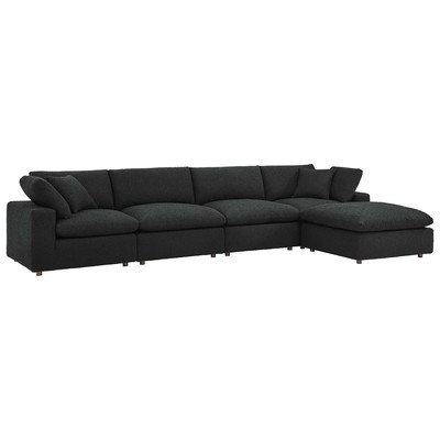 Sofas and Loveseat Modway Furniture Commix Black EEI-6365-BLK 889654279969 Sofas and Armchairs Loveseat Love seatSectional So Contemporary Contemporary/Mode Sofa Set set 