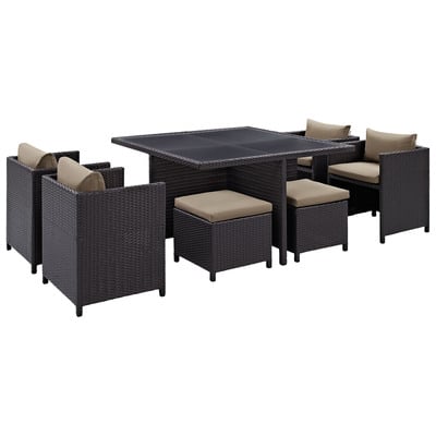 Outdoor Dining Sets Modway Furniture Inverse Espresso Mocha EEI-726-EXP-MOC 848387039684 Bar and Dining Espresso Complete Vanity Sets 