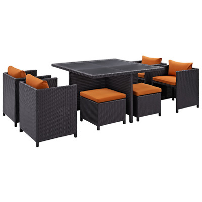 Outdoor Dining Sets Modway Furniture Inverse Espresso Orange EEI-726-EXP-ORA 848387039691 Bar and Dining Orange Espresso Complete Vanity Sets 