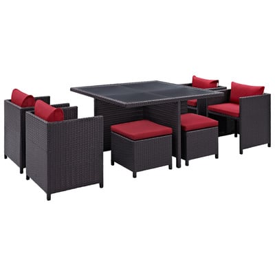 Outdoor Dining Sets Modway Furniture Inverse Espresso Red EEI-726-EXP-RED 848387039714 Bar and Dining Red Burgundy ruby Espresso Complete Vanity Sets 