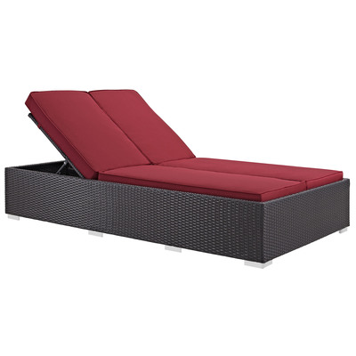 Outdoor Beds Modway Furniture Evince Espresso Red EEI-787-EXP-RED 848387001261 Daybeds and Lounges Red Burgundy ruby Espresso Red Red Chaise 