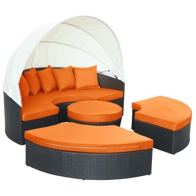 Outdoor Beds Modway Furniture Quest Espresso Orange EEI-983-EXP-ORA-SET 848387018948 Daybeds and Lounges Orange Aluminum Frame Aluminum Alumin Aluminum Daybed With Canopy 