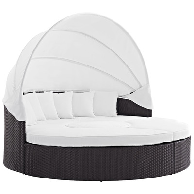 Outdoor Beds Modway Furniture Quest Espresso White EEI-983-EXP-WHI-SET 848387006426 Daybeds and Lounges White snow Aluminum Frame Aluminum Alumin Aluminum Daybed With Canopy 