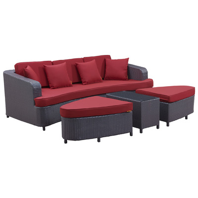Modway Furniture Outdoor Sofas and Sectionals, Brown,sableRed,Burgundy,ruby, Loveseat,Sofa, Brown,Red, Complete Vanity Sets, Sofa Sectionals, 848387018993, EEI-992-BRN-RED-SET