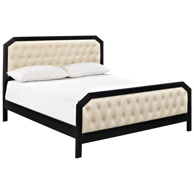 Beds Modway Furniture Tommy Black MOD-5023-BLK-SET 848387016036 Beds Black ebonyCream beige ivory s King Queen 