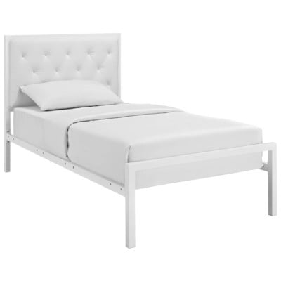 Beds Modway Furniture Mia White White MOD-5179-WHI-WHI-SET 848387029722 Beds White snow Platform Twin Complete Vanity Sets 