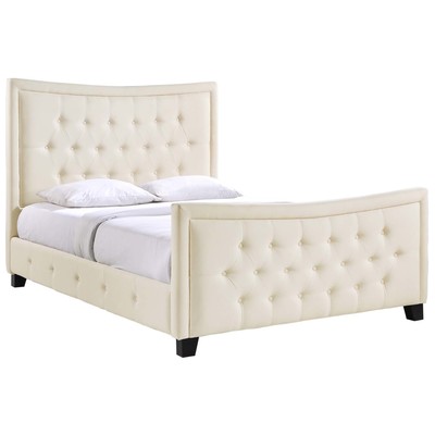 Beds Modway Furniture Claire Ivory MOD-5225-IVO-SET 848387039813 Beds Cream beige ivory sand nude Upholstered Wood Platform Queen 