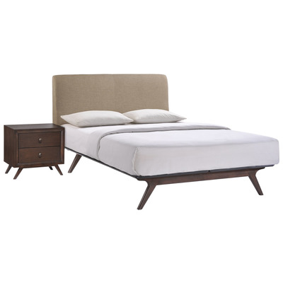 Modway Furniture Beds, Brown,sable, Upholstered, Platform, Queen, Complete Vanity Sets, Bedroom Sets, 848387063979, MOD-5260-CAP-LAT-SET