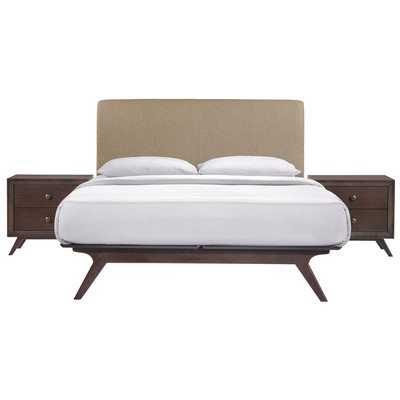 Modway Furniture Beds, Brown,sable, Upholstered, Platform, Queen, Complete Vanity Sets, Bedroom Sets, 848387064013, MOD-5261-CAP-LAT-SET