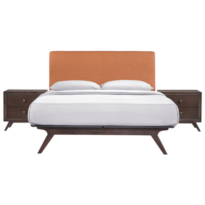 Modway Furniture Beds, Brown,sableOrange, Upholstered, Platform, Queen, Complete Vanity Sets, Bedroom Sets, 848387064020, MOD-5261-CAP-ORA-SET