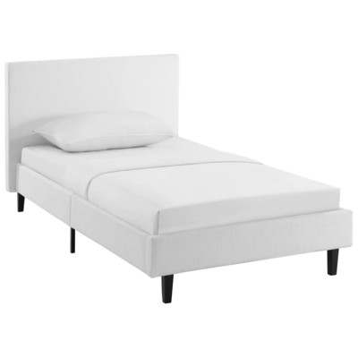 Beds Modway Furniture Anya White MOD-5416-WHI 889654111627 Beds White snow Upholstered Wood Platform Twin 
