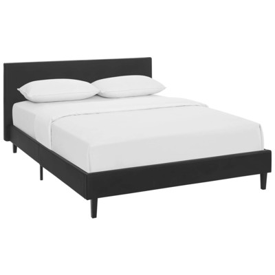 Beds Modway Furniture Anya Black MOD-5417-BLK 889654051824 Beds Black ebony Wood Platform Full Complete Vanity Sets 