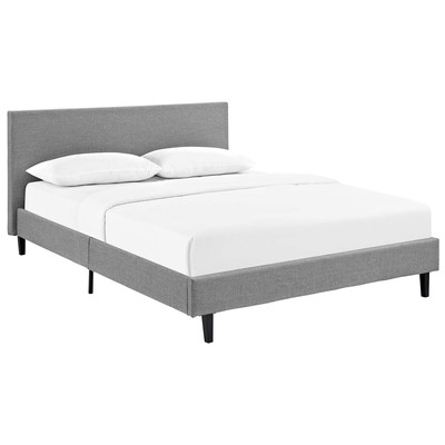 Modway Furniture Beds, Gray,Grey, Upholstered,Wood, Platform, Full, Complete Vanity Sets, Beds, 889654051879, MOD-5418-LGR