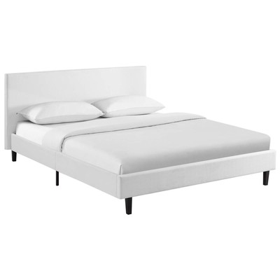Beds Modway Furniture Anya White MOD-5420-WHI 889654111689 Beds White snow Upholstered Wood Platform Queen 