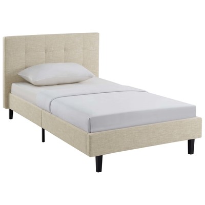 Beds Modway Furniture Linnea Beige MOD-5422-BEI 889654111696 Beds Beige Cream beige ivory sand n Upholstered Wood Platform Twin 