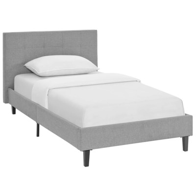 Beds Modway Furniture Linnea Light Gray MOD-5422-LGR 889654052012 Beds Gray Grey Upholstered Wood Platform Twin Complete Vanity Sets 