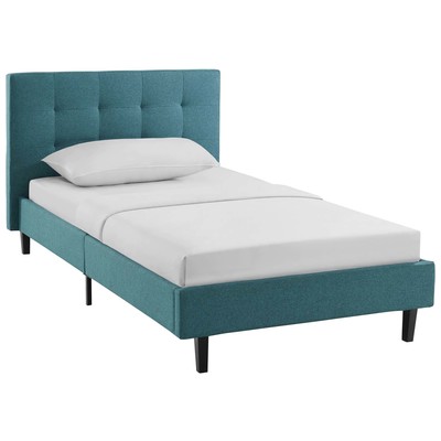Beds Modway Furniture Linnea Teal MOD-5422-TEA 889654111702 Beds Blue navy teal turquiose indig Upholstered Wood Platform Twin 