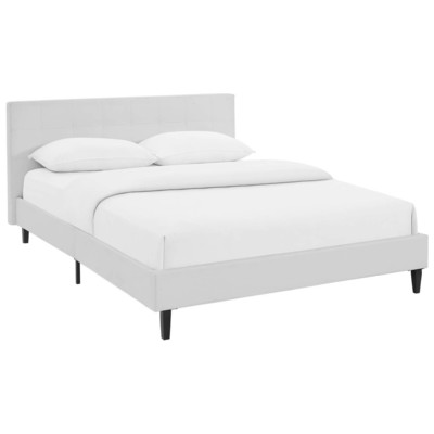 Beds Modway Furniture Linnea White MOD-5423-WHI 889654052043 Beds White snow Wood Platform Full Complete Vanity Sets 