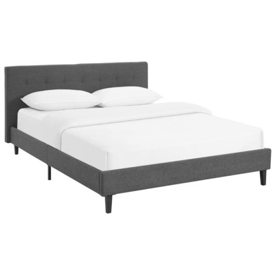 Modway Furniture Beds, Gray,Grey, Upholstered,Wood, Platform, Full, Complete Vanity Sets, Beds, 889654052074, MOD-5424-GRY