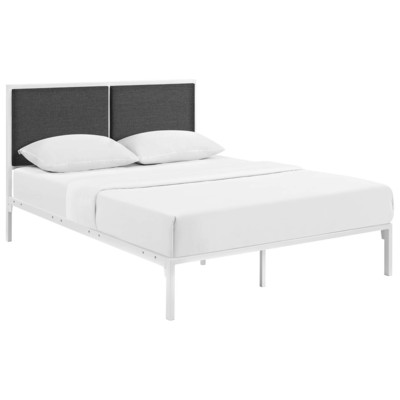 Beds Modway Furniture Della White Gray MOD-5463-WHI-GRY 889654075288 Beds Gray GreyWhite snow Upholstered Platform King 