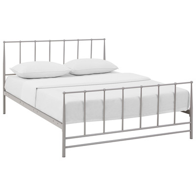 Beds Modway Furniture Estate Gray MOD-5482-GRY 889654075912 Beds Gray Grey Platform Queen Complete Vanity Sets 