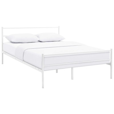 Beds Modway Furniture Alina White MOD-5553-WHI-SET 889654086147 Beds White snow Platform Queen 
