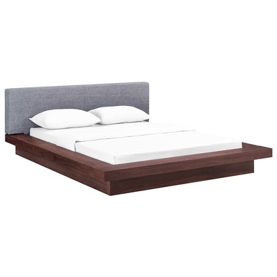 Modway Furniture Beds, Gray,Grey, Upholstered, Platform, Queen, Complete Vanity Sets, Beds, 889654092865, MOD-5721-WAL-GRY-SET