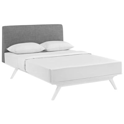 Beds Modway Furniture Tracy White Gray MOD-5765-WHI-GRY 889654101154 Beds Brown sableGray GreyWhite snow Upholstered Platform Full 
