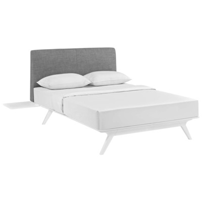 Beds Modway Furniture Tracy White Gray MOD-5785-WHI-GRY 889654109440 Bedroom Sets Brown sableGray GreyWhite snow Upholstered Platform Full 