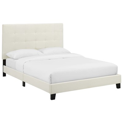 Beds Modway Furniture Melanie Ivory MOD-5805-IVO 889654131366 Beds Cream beige ivory sand nude Upholstered Wood Platform Twin 