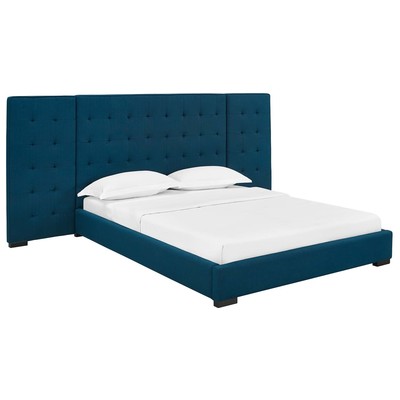 Beds Modway Furniture Sierra Azure MOD-5818-AZU 889654130420 Beds Black ebony Upholstered Wood Platform Queen 