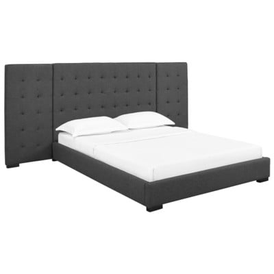 Beds Modway Furniture Sierra Gray MOD-5818-GRY 889654130482 Beds Black ebonyGray Grey Upholstered Wood Platform Queen 