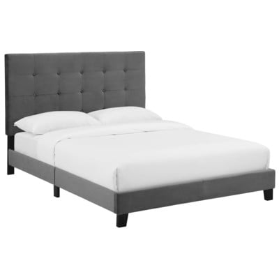 Beds Modway Furniture Melanie Gray MOD-5819-GRY 889654131397 Beds Gray Grey Upholstered Wood Platform Full 