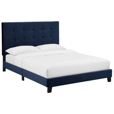 Beds Modway Furniture Melanie Midnight Blue MOD-5819-MID 889654131410 Beds Blue navy teal turquiose indig Upholstered Wood Platform Full 